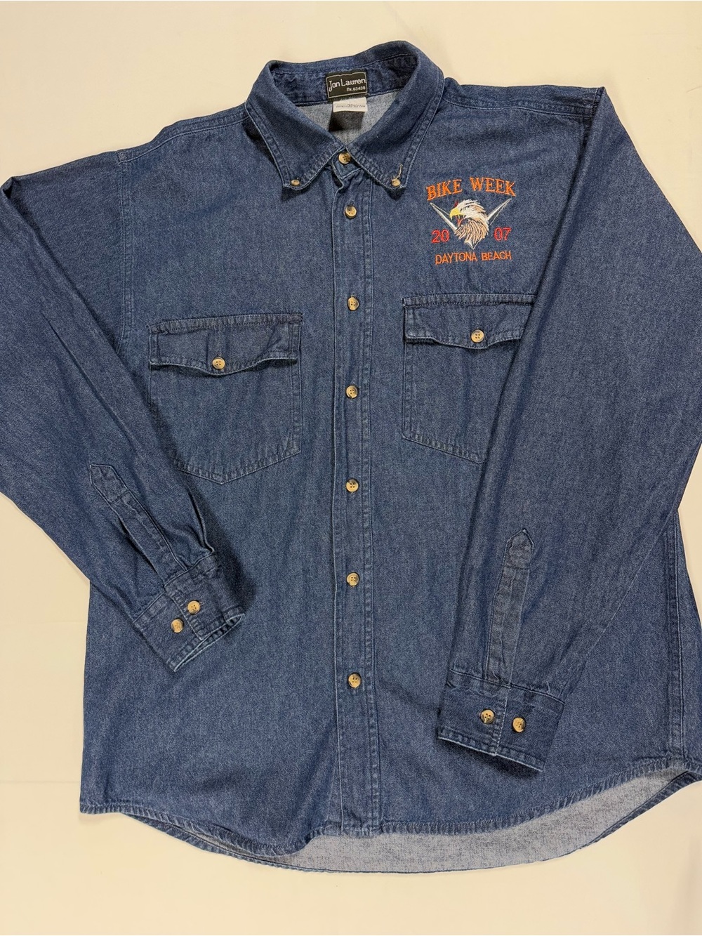 Vintage Jon Lauren 2007 Daytona Bike Week Denim Shirt XL